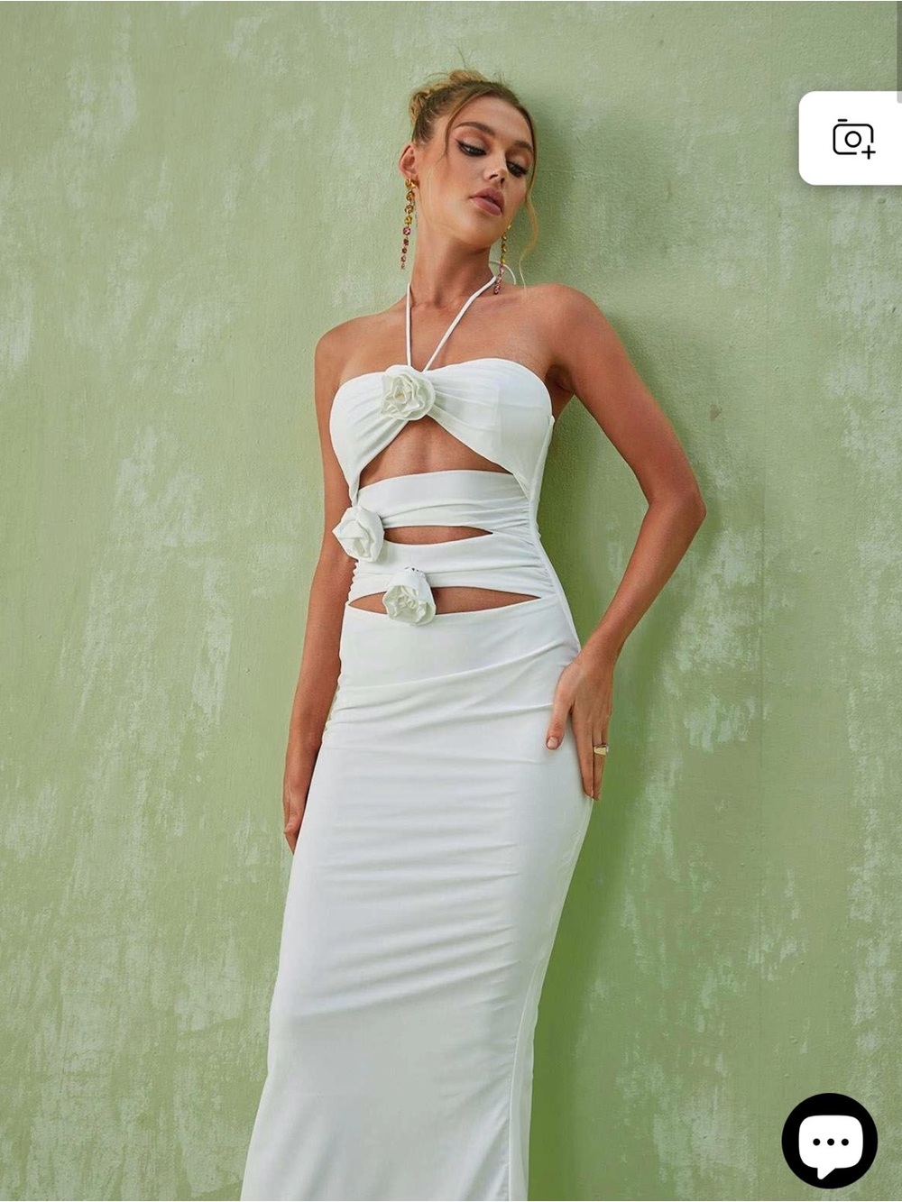 Mew Mews White Dorcas Halterneck Cutout Midi Dress - Small NWT